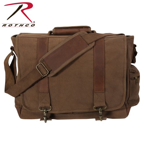 9691-Brown Rothco Vintage Military Pathfinder Canvas Messenger Shoulder Laptop Bag[Earth Brown]