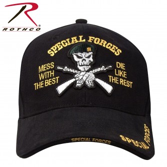 9696 Black Deluxe Special Forces Mess With the Best Die Like The Rest Insignia Cap 