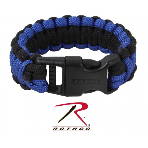 973-7 Rothco Deluxe Paracord Bracelets Black / Royal Blue - Length 7 Inches