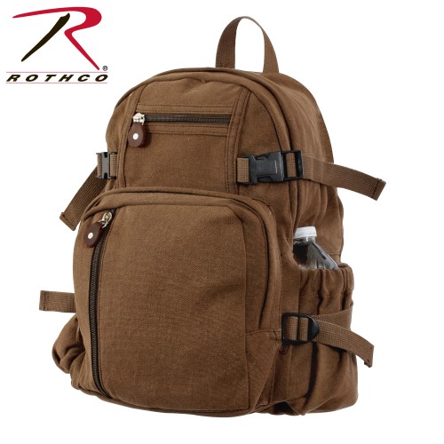 9743 Rothco Vintage Canvas Mini Military Backpack Compact Bag[Brown] 