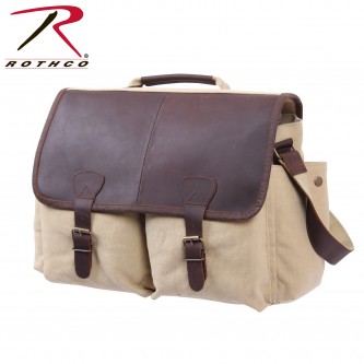 9828 Rothco Vintage Military Leather Flap Messenger Bag[Khaki] 
