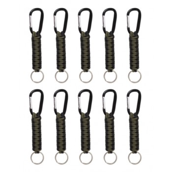 Rothco Paracord Keychain with Carabiner - Olive Drab - 10 pieces