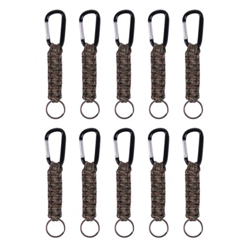 Rothco Paracord Keychain with Carabiner - Woodland Camo- 10 pieces