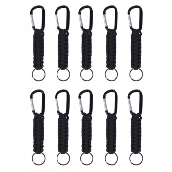 Rothco Paracord Keychain with Carabiner Black- 10 pieces