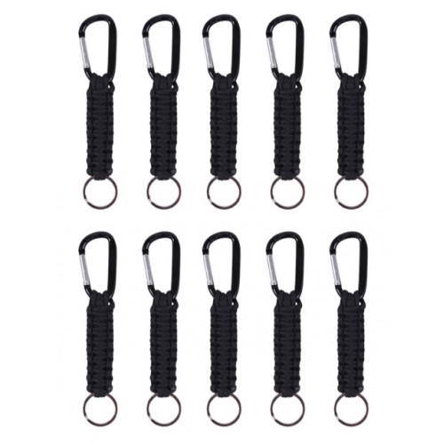 Rothco Paracord Keychain with Carabiner Black- 10 pieces