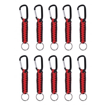Rothco Paracord Keychain with Carabiner - Thin Red Line- 10 pieces