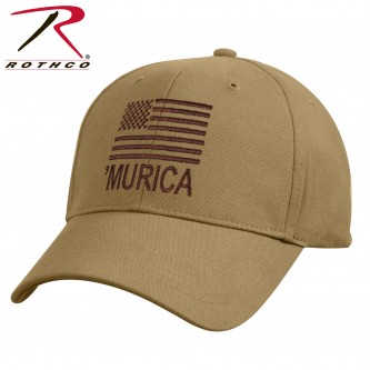 9900 'Murica Coyote Brown Deluxe Hat With US Flag Low Profile Baseball Cap 9900 