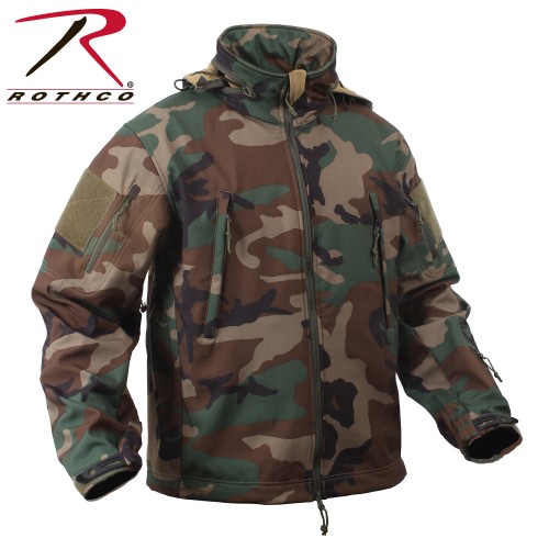 9906 Rothco Woodland Camo Special Ops Soft Shell Waterproof Tactical Jacket Size Large