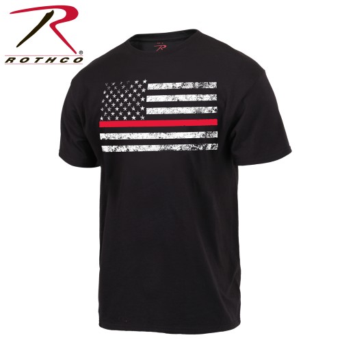 9950-M Thin Red Line Black Mens Firefighter First Responder T-Shirt Rothco 9950[Medium]