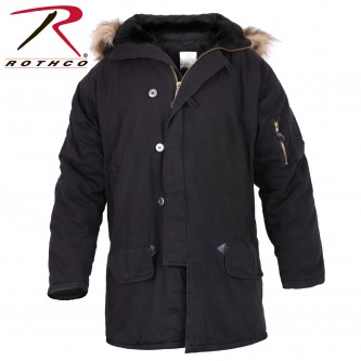 9963-XL Vintage N-3B Parka Cold Weather Fur Collar Jacket Rothco 9467 9963[Black,XL] 
