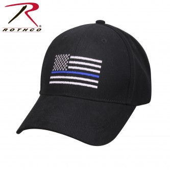 Thin Blue Line Black Low Profile Cap With U.S. Flag Rothco 99885