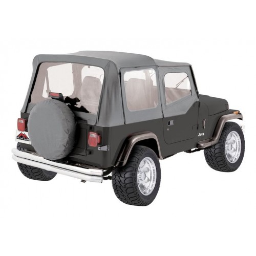 RT10009 Crown Rough Trail OE Style Gray Replacement Soft Top- Jeep Wrangler YJ 1988-1995 With Half S